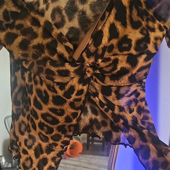 Leopard Print Long Sleeve Women's Top - Picture 3 of 3